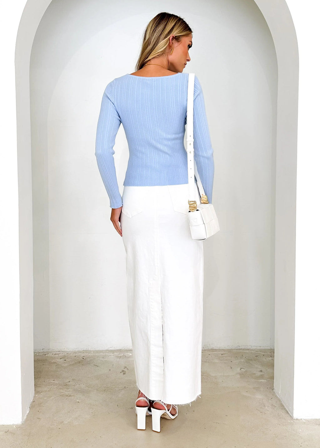 Fenla Twist Knit Top - Powder Blue