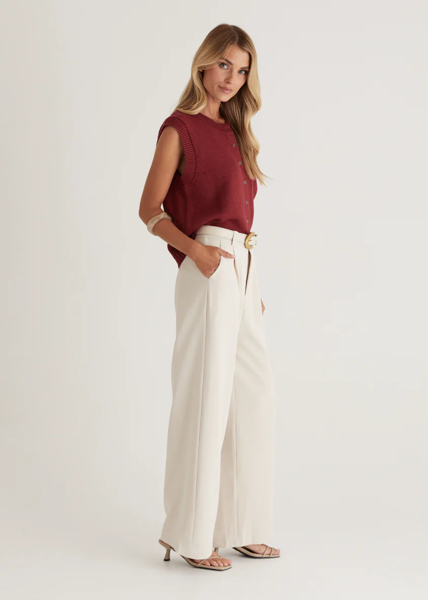 Amante Knitted Vest - Wine