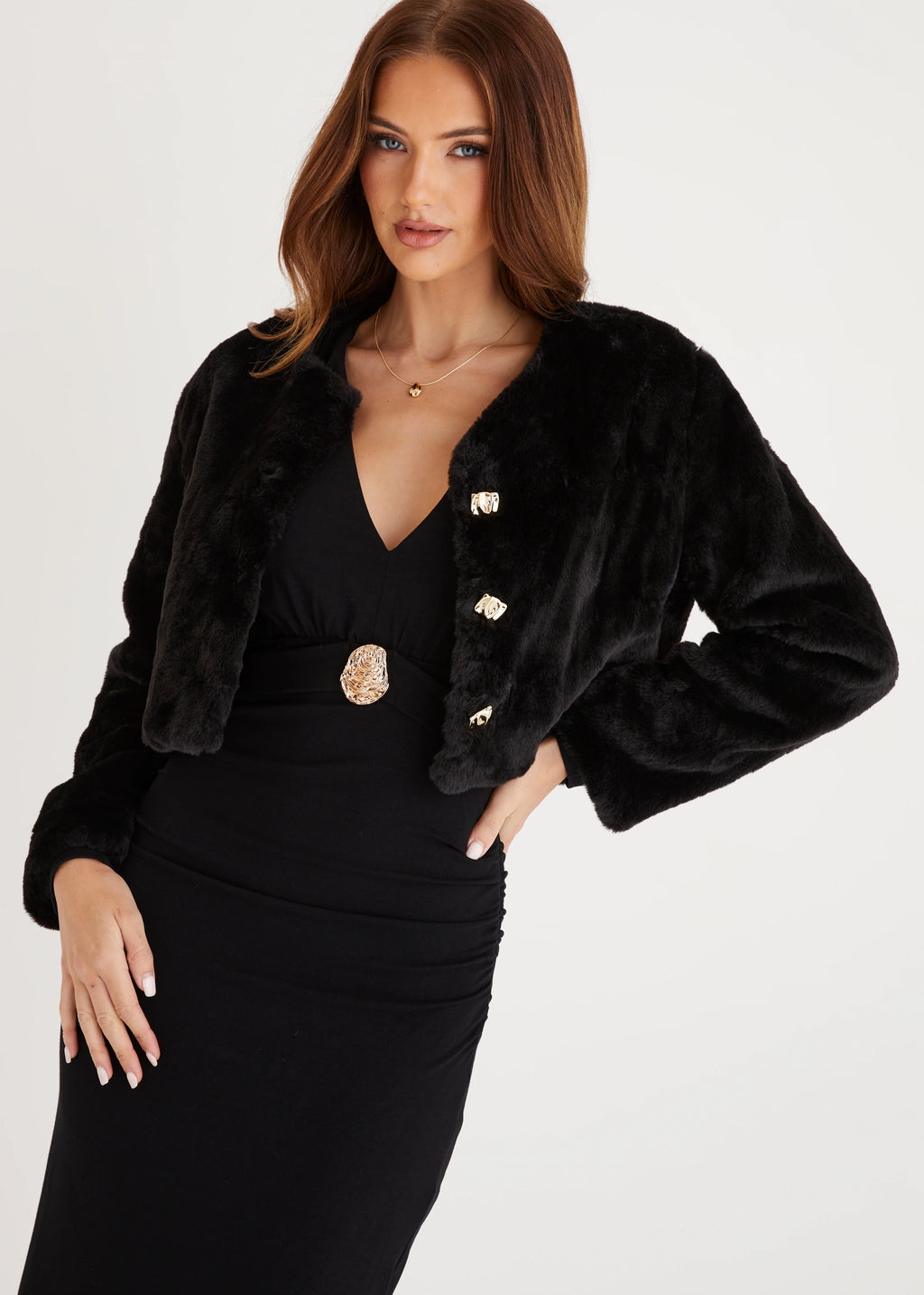 Amelita Cropped Jacket - Black