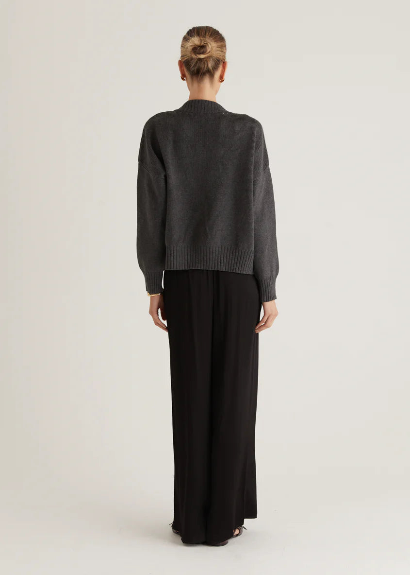 Lizzie Knit Bomber - Charcoal