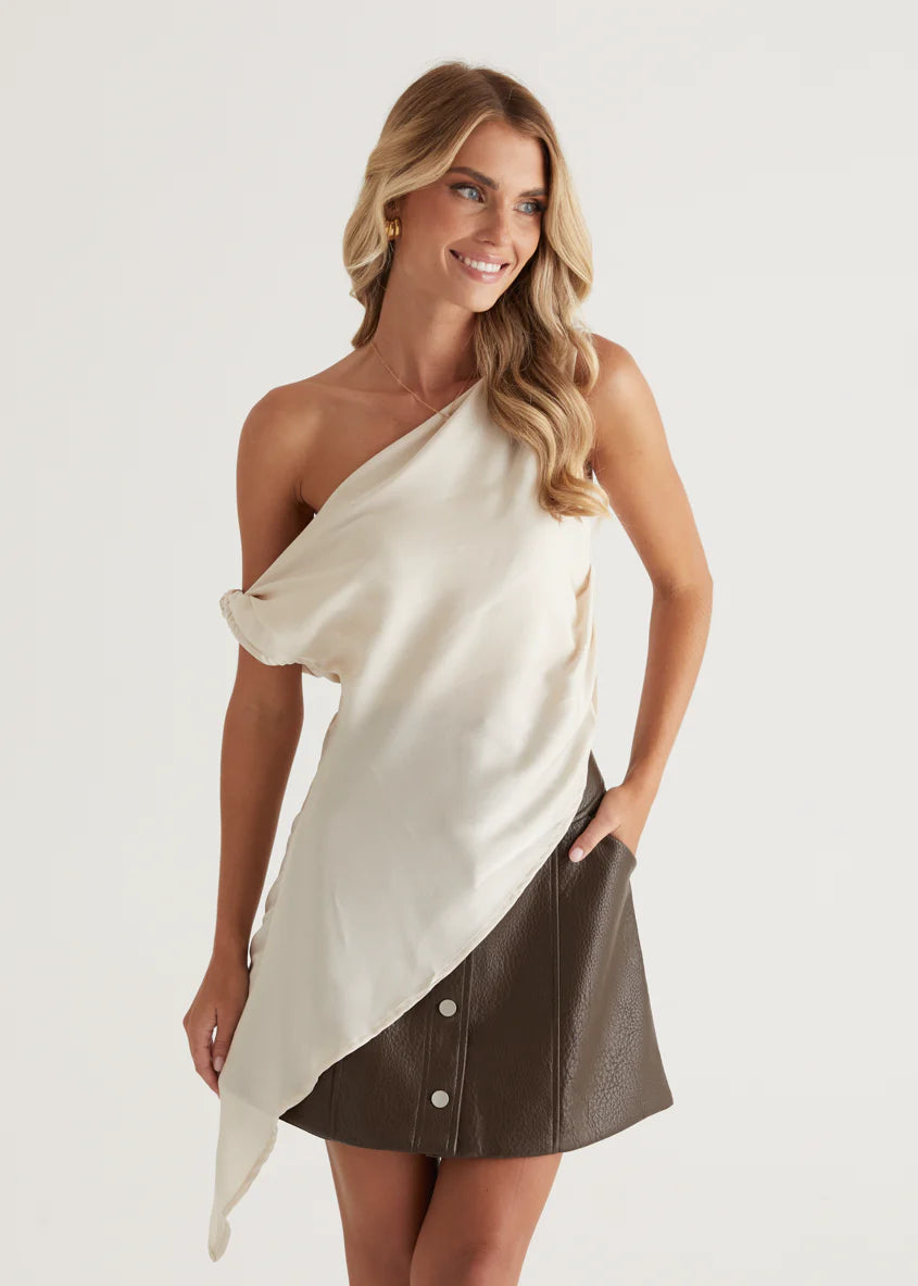 Romero Drop Shoulder Top - Champagne