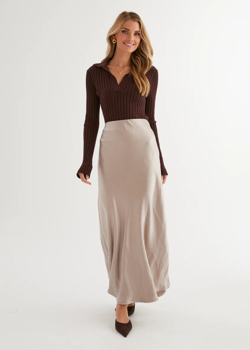 Rosalie Midi Skirt - Taupe