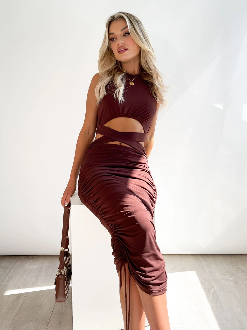 Elaine Midi Dress - Chocolate