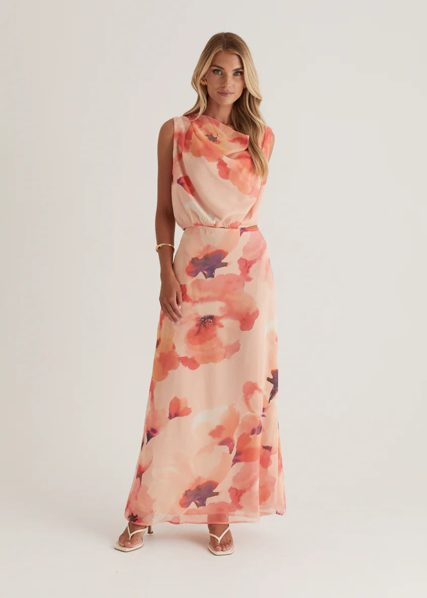 Lilyfield Maxi Skirt - Peach Floral