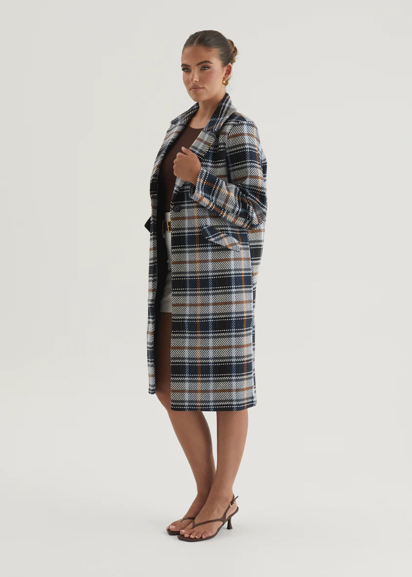 Cyan Coat - Navy Check