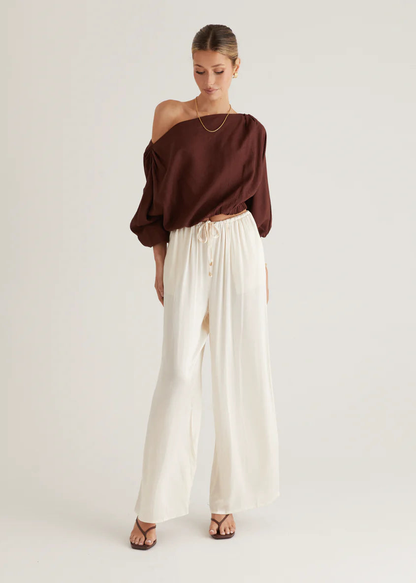 Marlowe Drop Shoulder Top - Chocolate