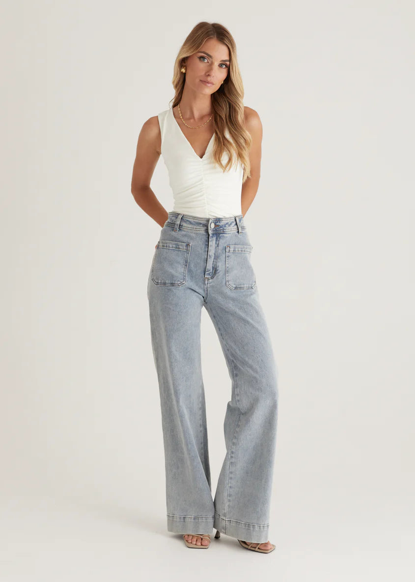 Zekroe Wide Leg Jeans - Light Blue