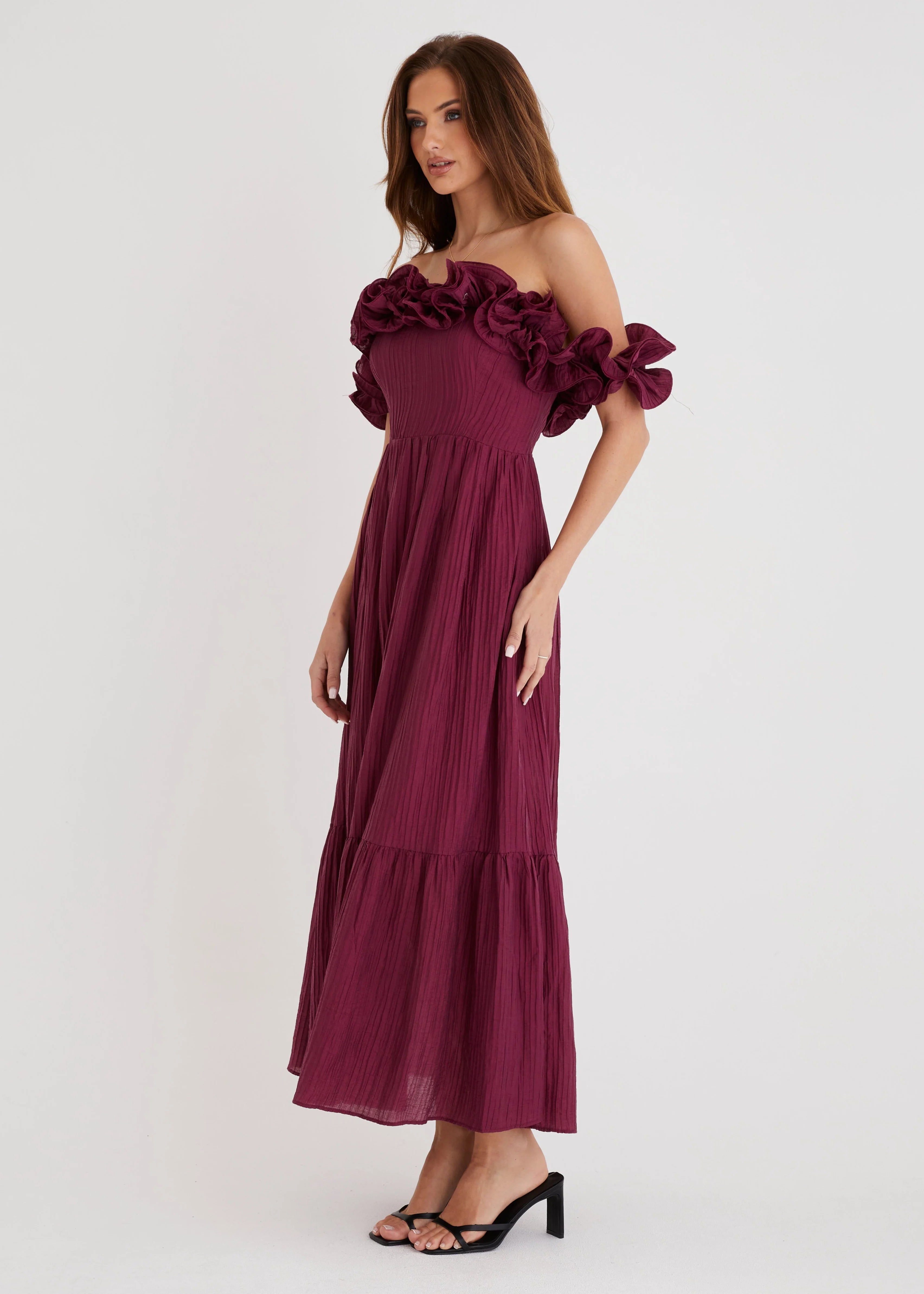 Marlow Off Shoulder Maxi Dress - Mulberry