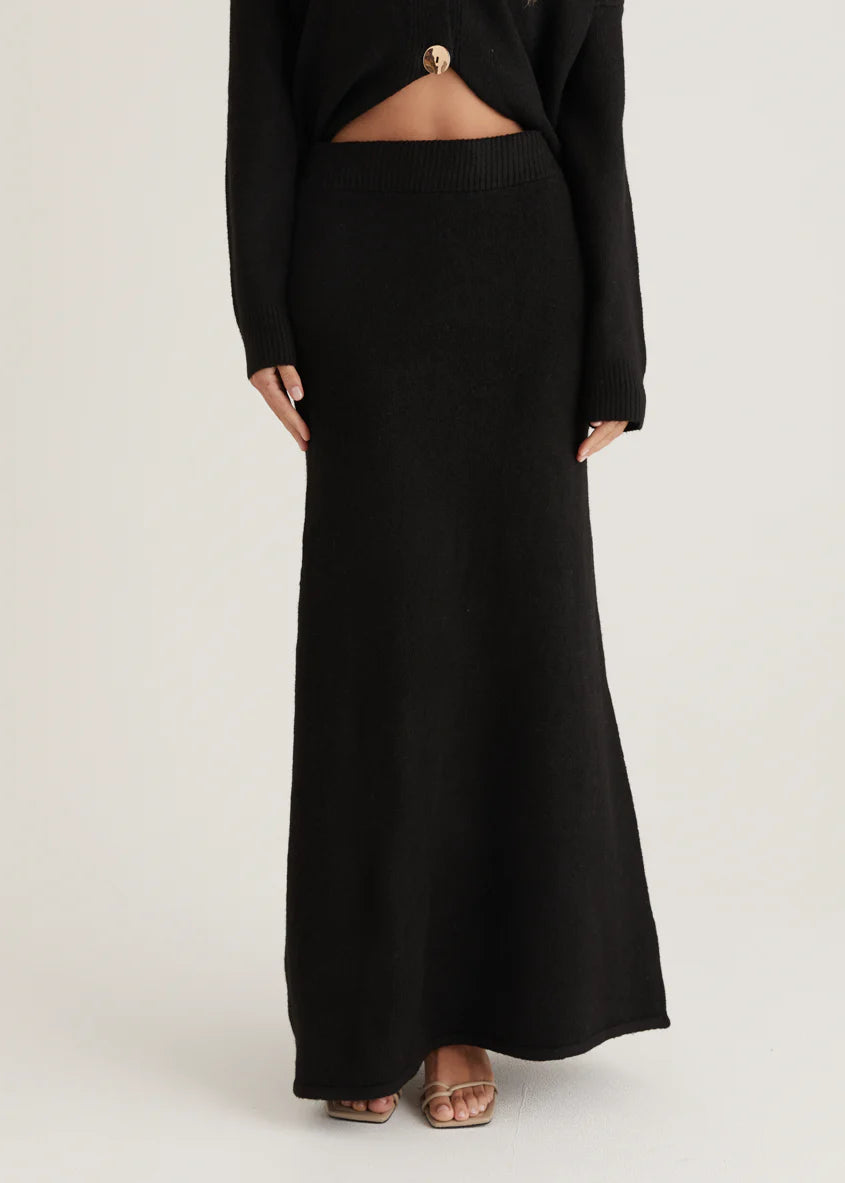 Stasia Knit Maxi Skirt - Black