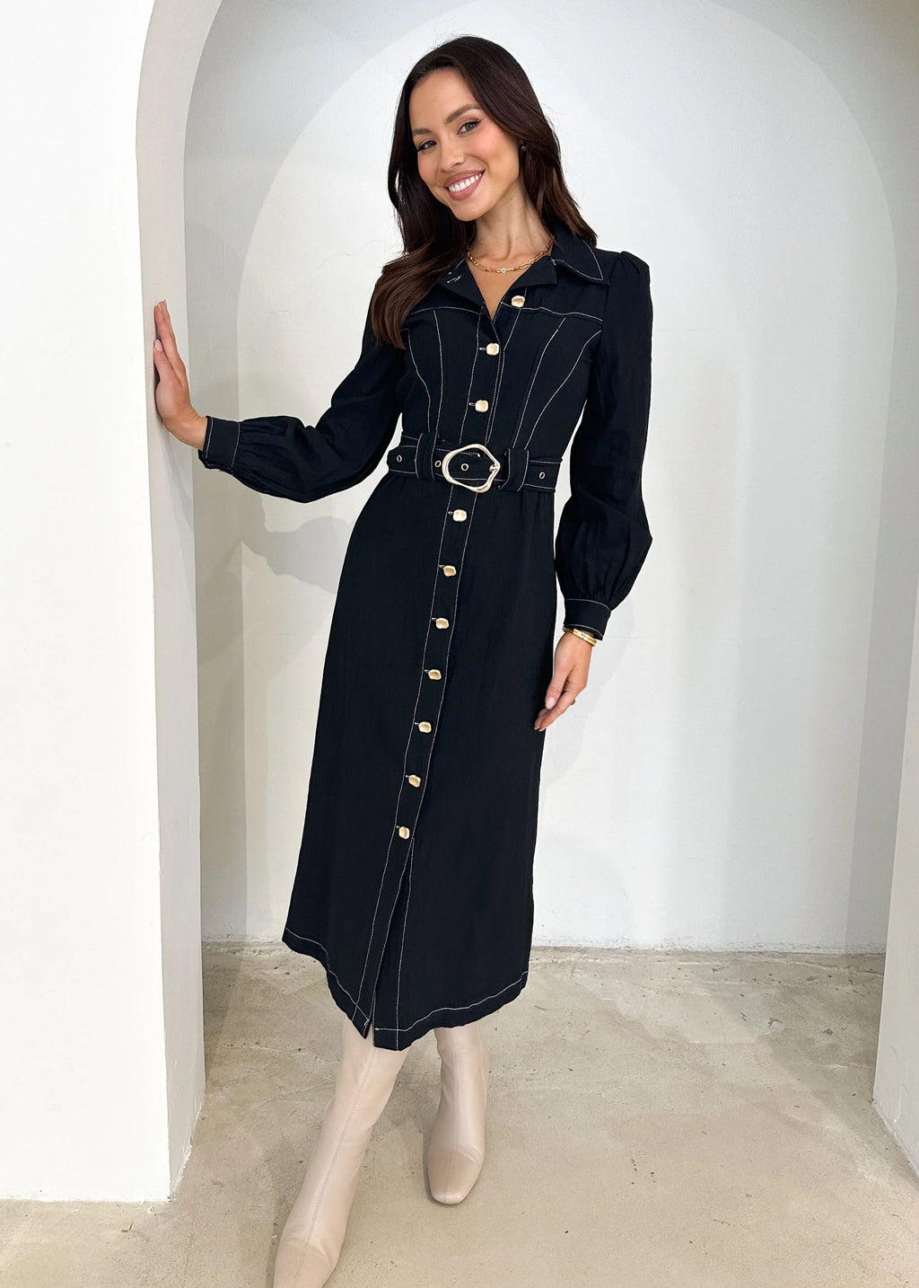 Leila Midi Dress - Black