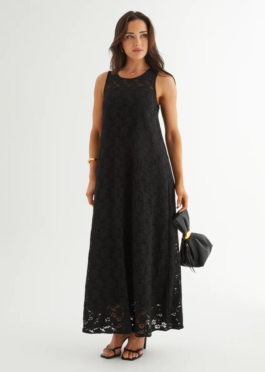 Aneika Lace Maxi Dress - Black