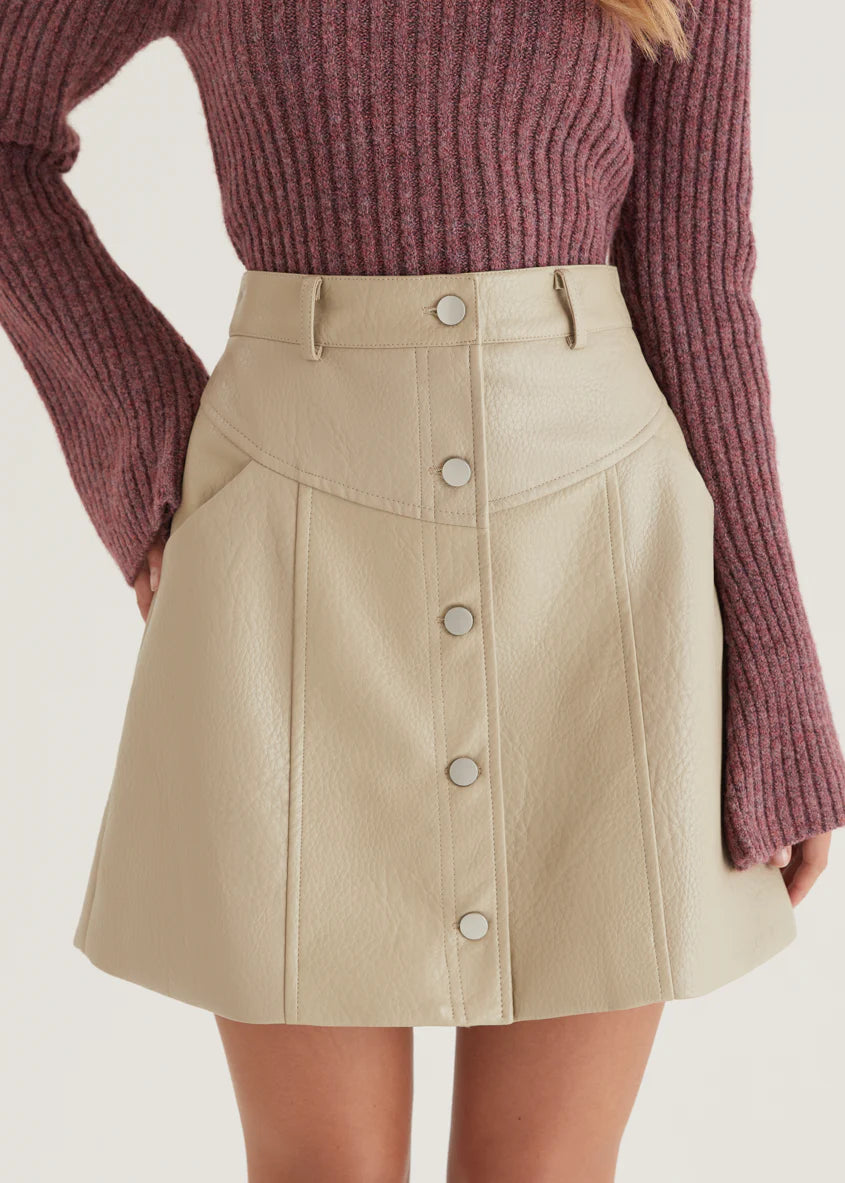 Bittersweet PU Skirt - Bone