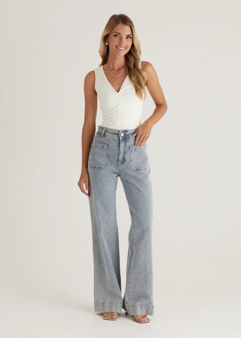 Zekroe Wide Leg Jeans - Light Blue