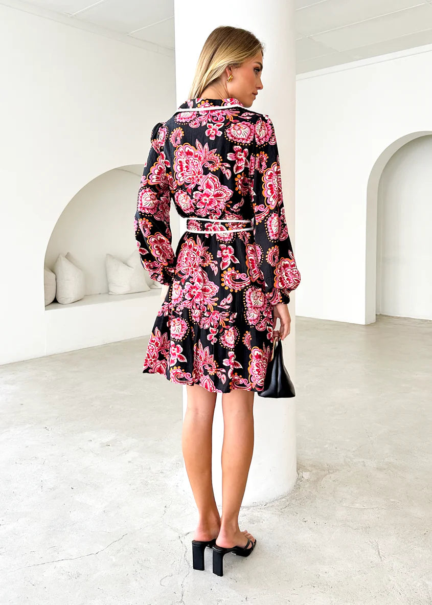 Skyler Dress - Black Paisley