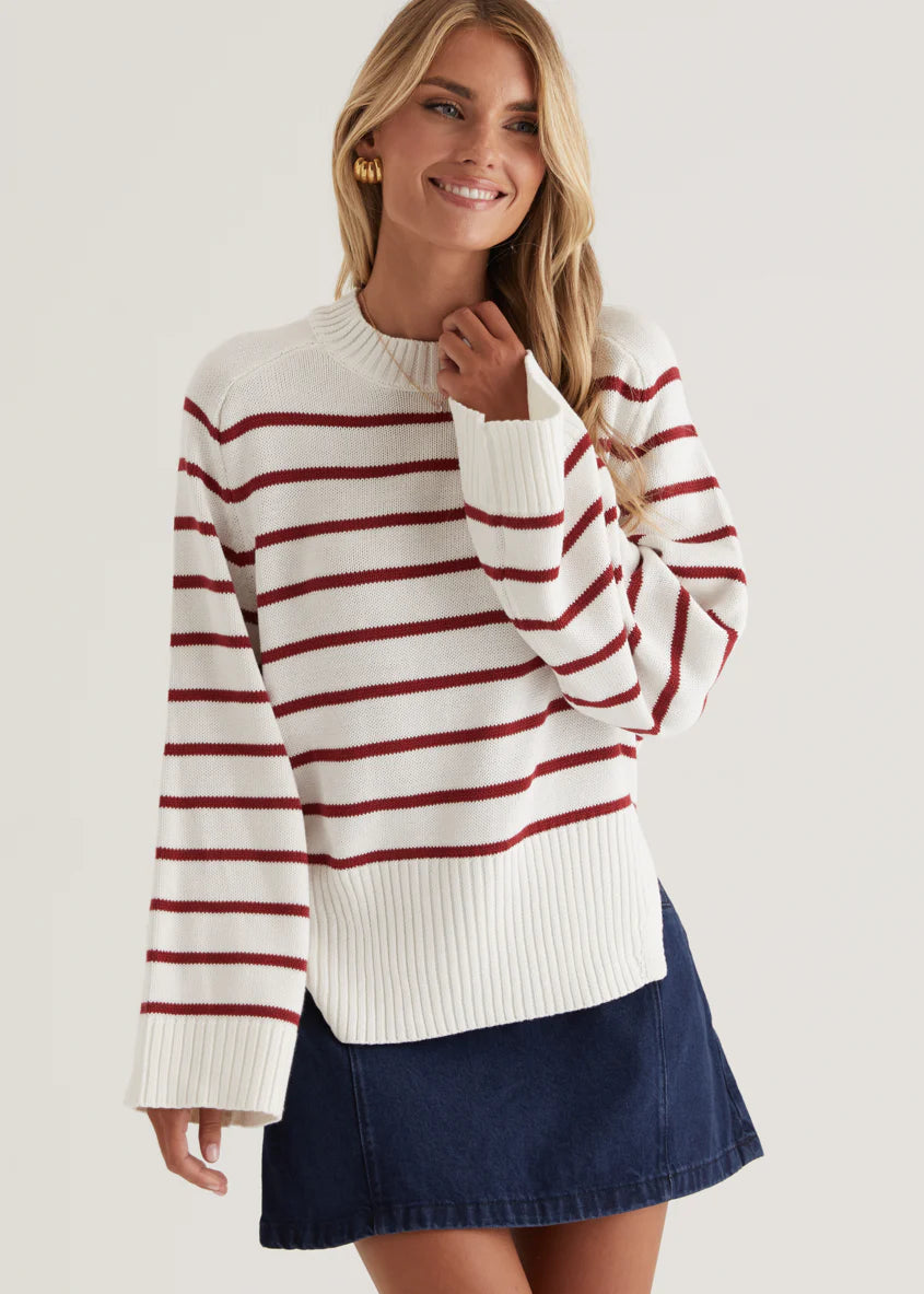 Eva Sweater - Wine Stripe