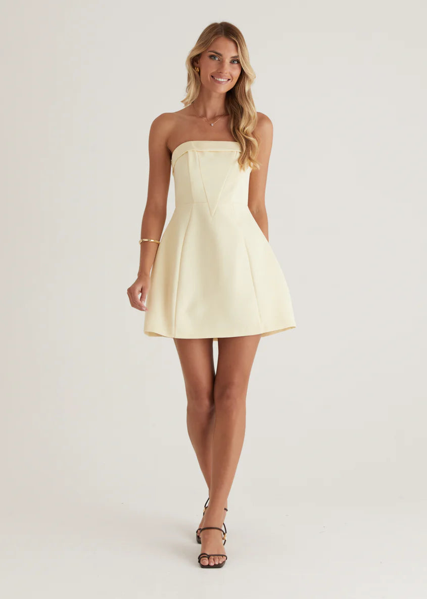 Mahala Strapless Dress - Lemon
