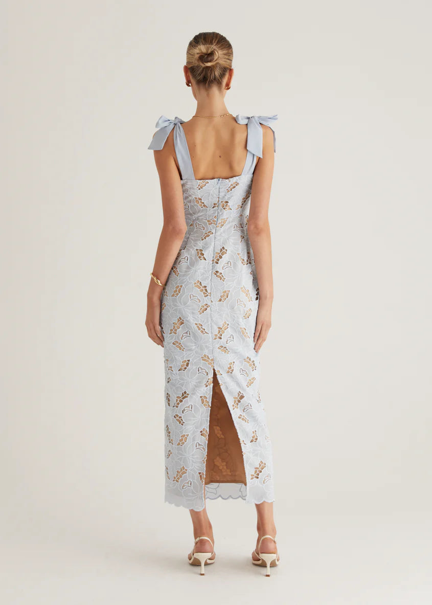 Serenity Embroidered Maxi Dress - Baby Blue