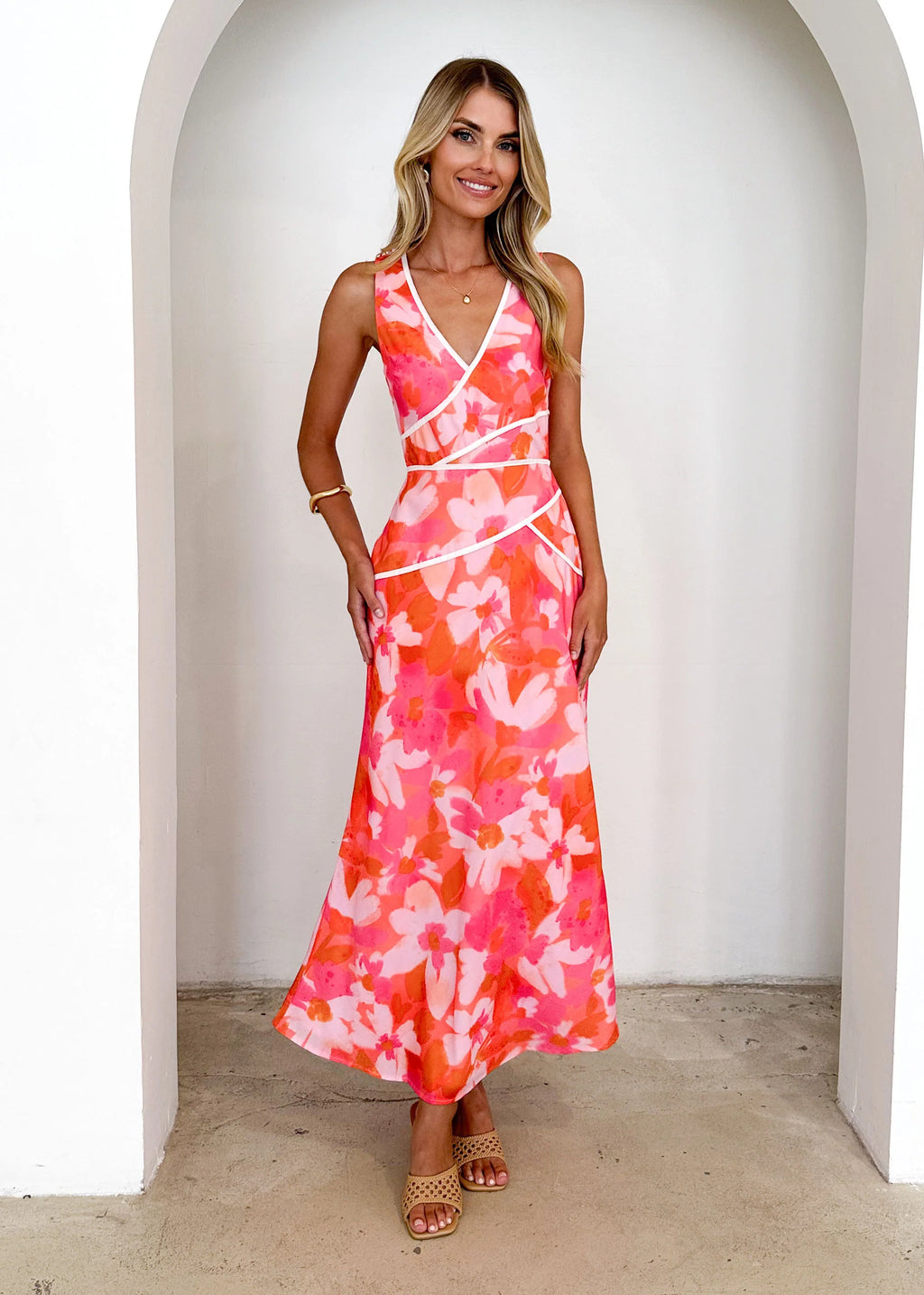 Whitley Maxi Dress - Pink Abstract