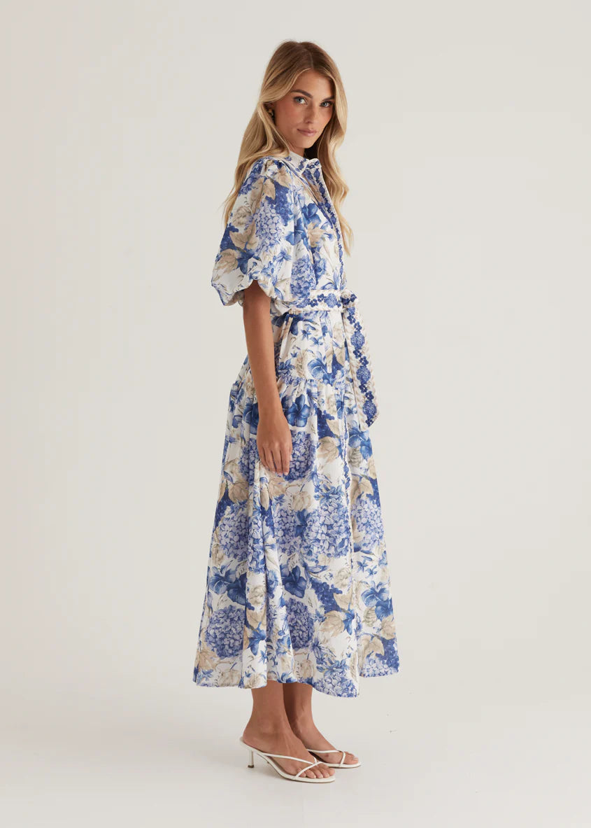 Ceres Midi Dress - White Hydrangea