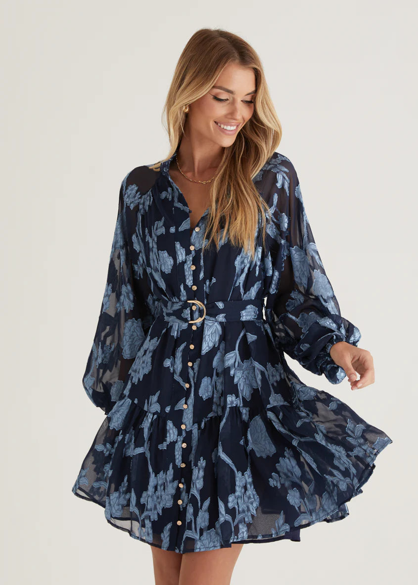 Azalea Dress - Blue Floral