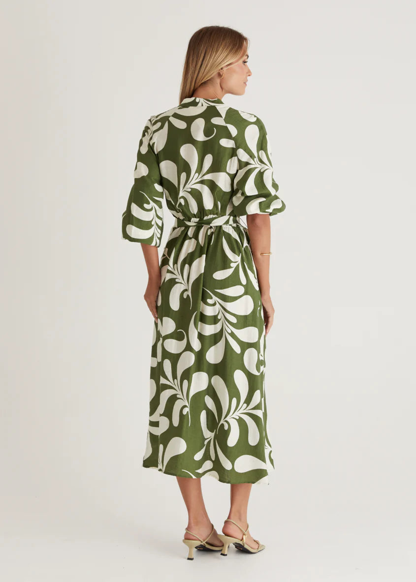 Shylah Midi Dress - Forest Swirl