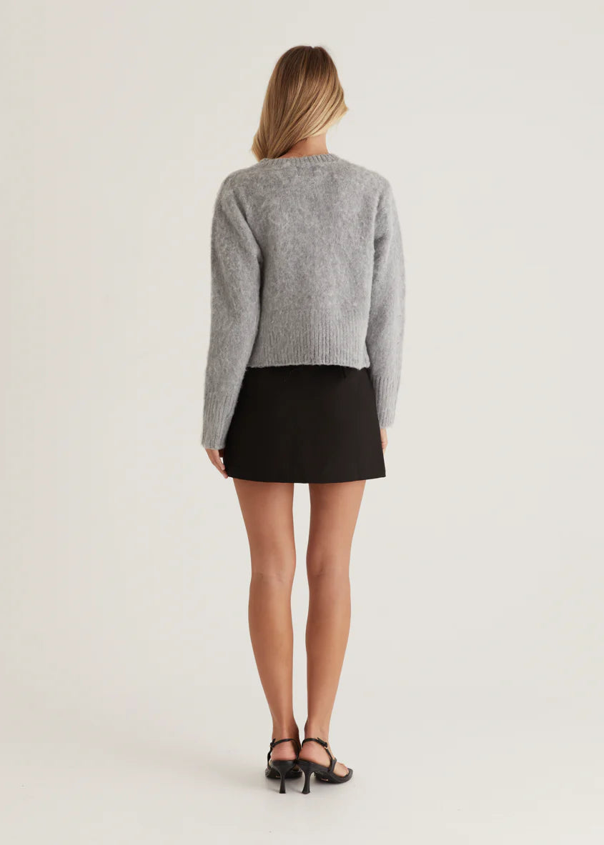 Amari Bow Sweater - Grey