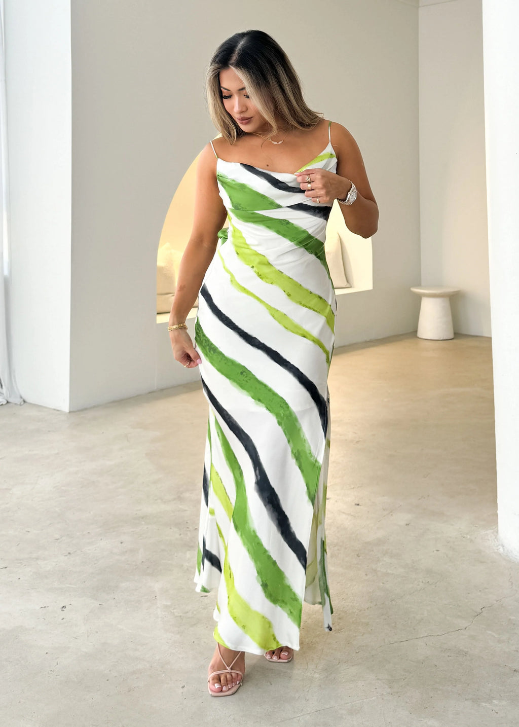Tenra Maxi Dress - Green Tie Dye