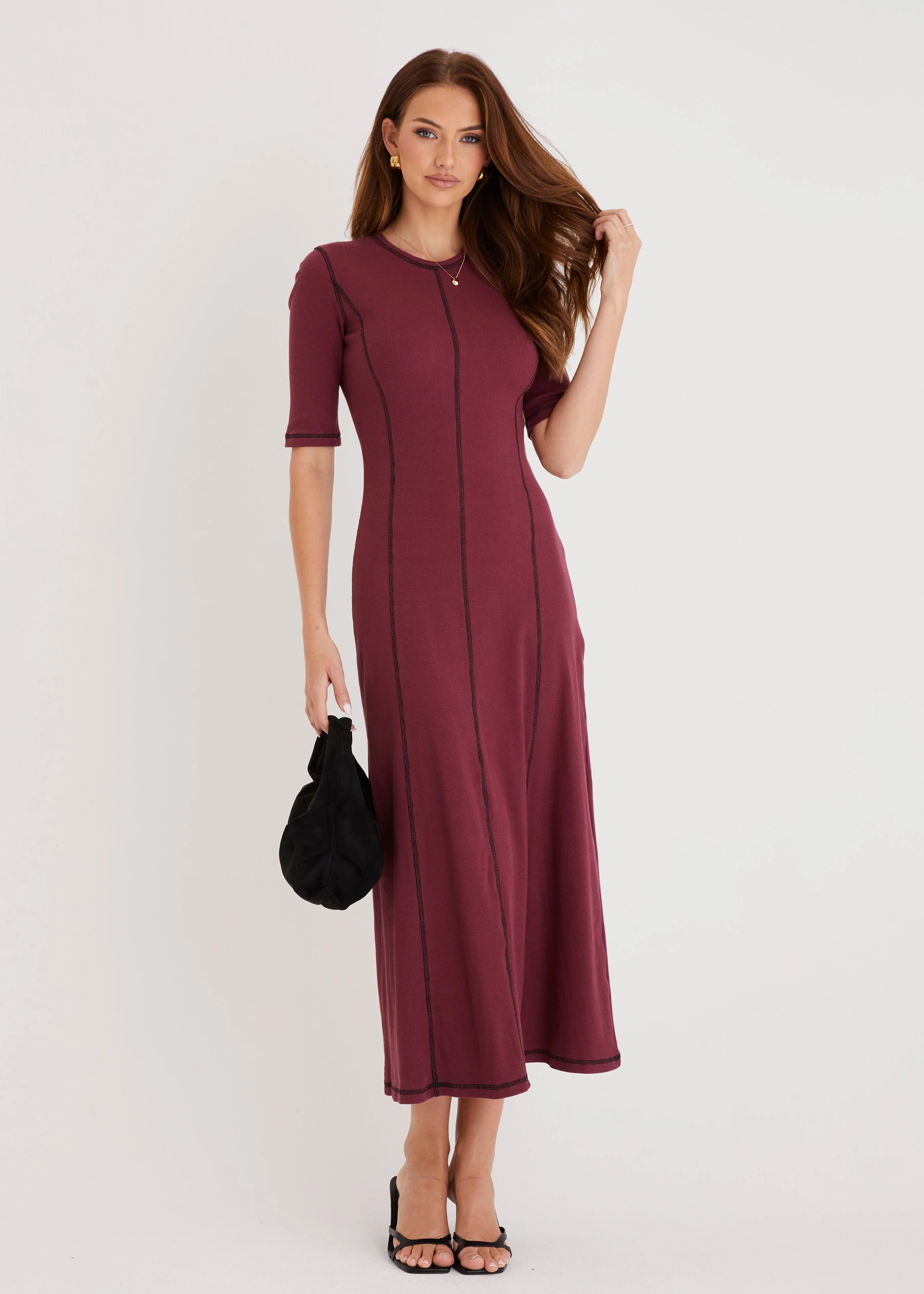 Simba Midi Dress - Burgundy