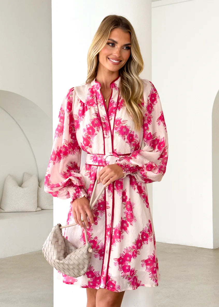 Silene Dress - Magenta Floral