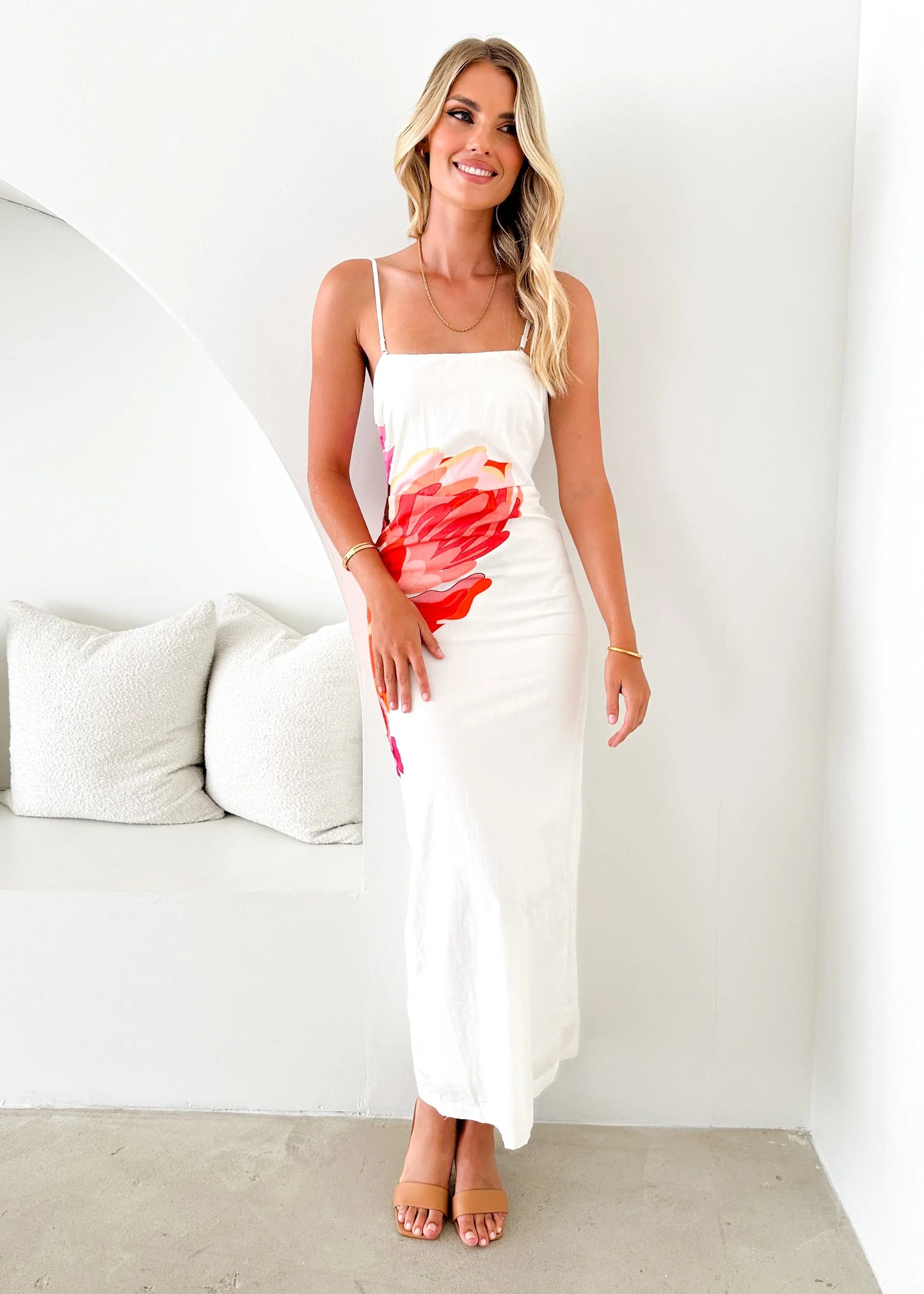 Maria Midi Dress - Sunset Botanical