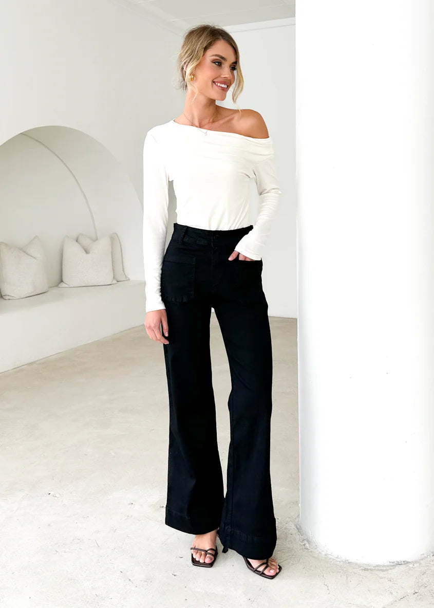 Zekroe Wide Leg Jeans - Black