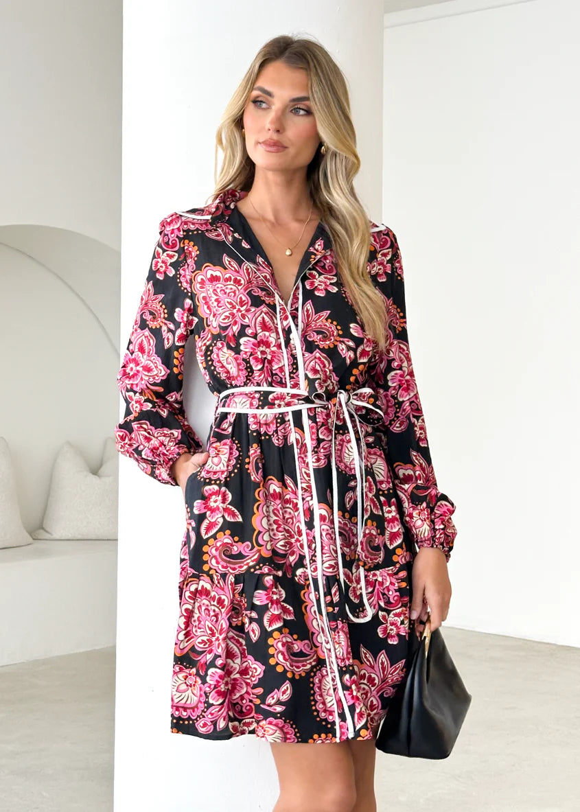 Skyler Dress - Black Paisley