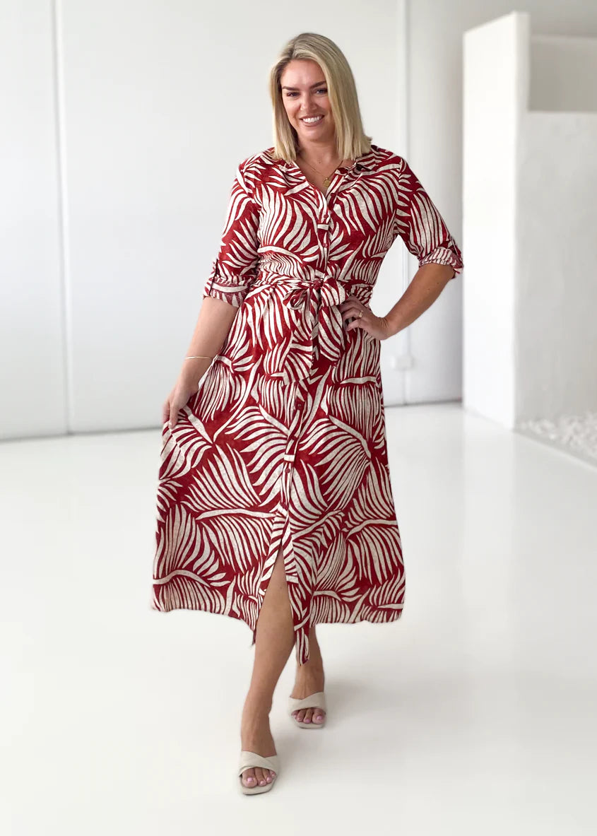 Luxe Midi Dress - Wine Fern
