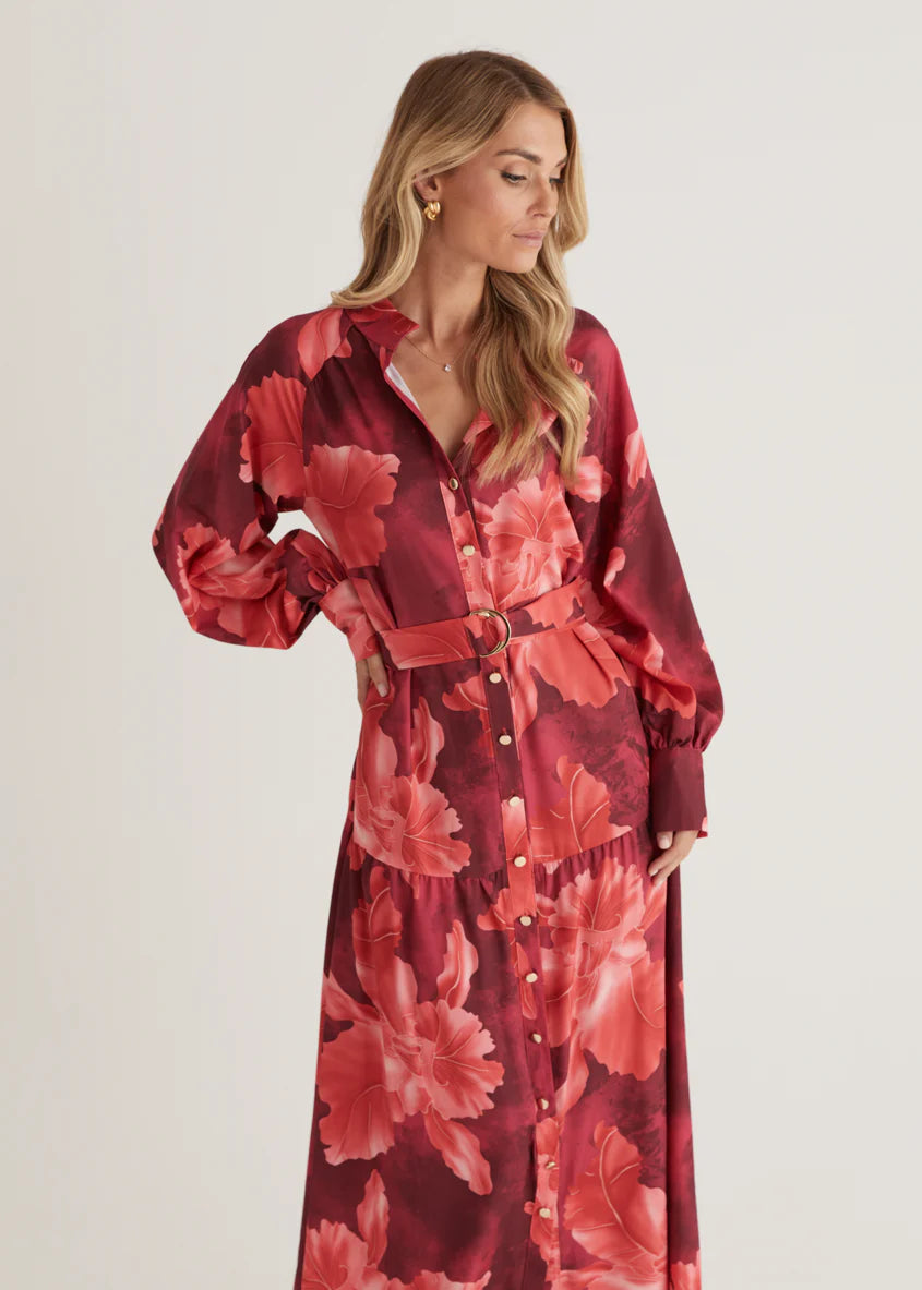 Marisa Maxi Dress - Red Floral