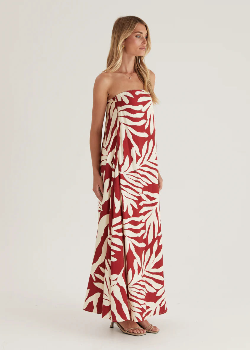 Remora Strapless Maxi Dress - Ruby Leaf