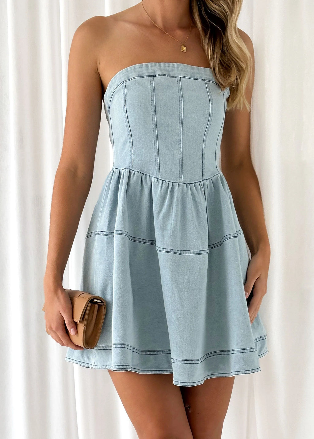 Trenya Denim Dress - Light Blue