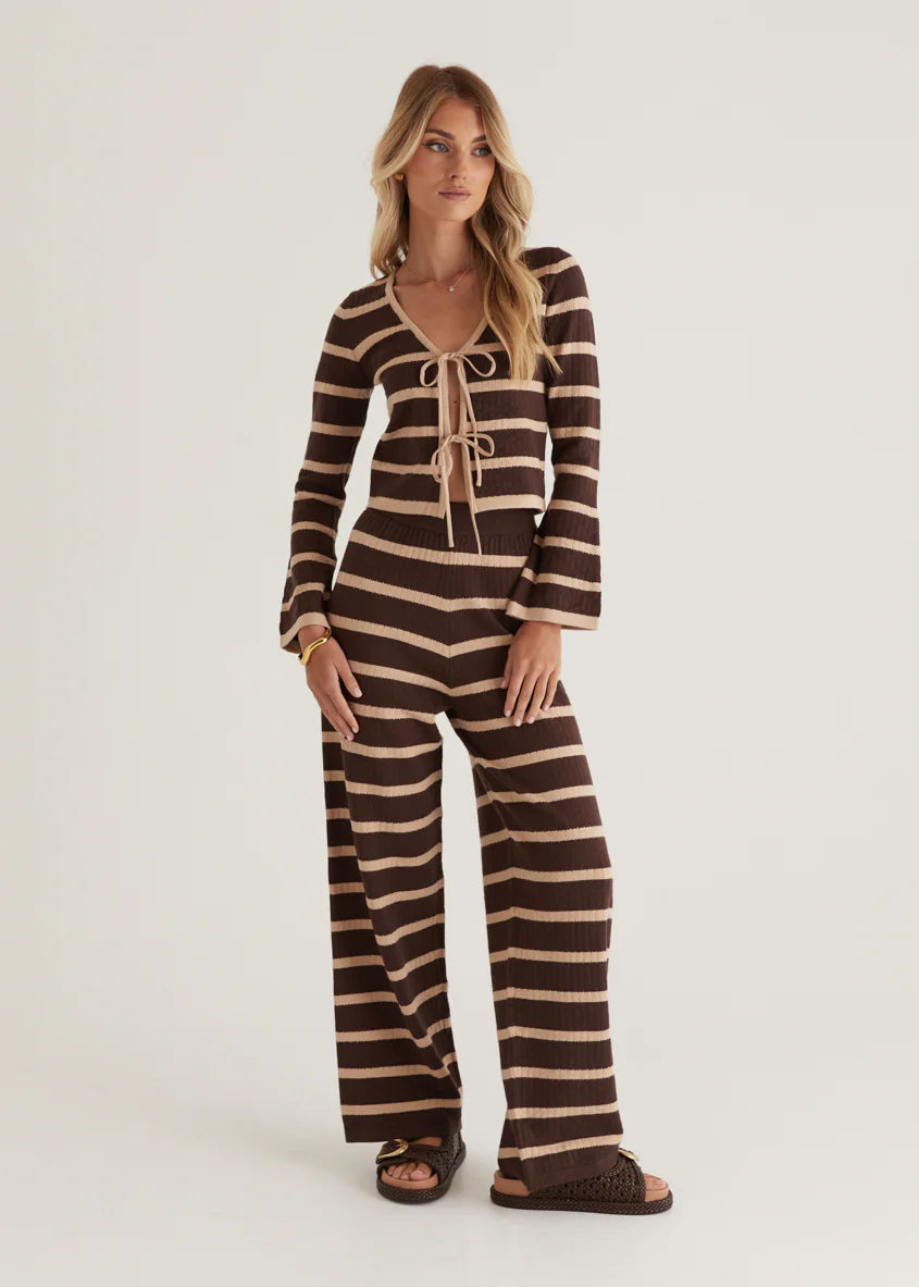 Rayla Knit Pants - Choc Stripe