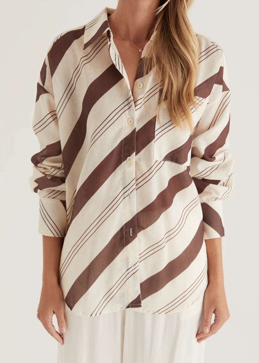 Jessa Shirt - Choc Stripe