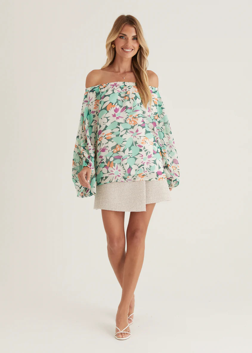 Bexley Off Shoulder Top - Rio Green