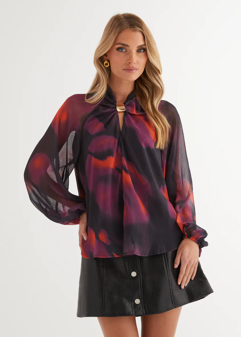 Magnolia Blouse - Black Watercolour