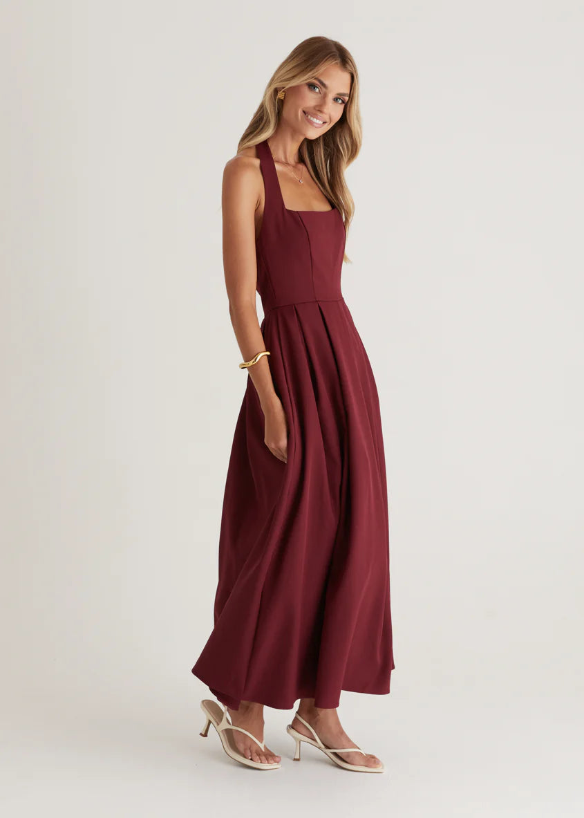 Leigh Halter Maxi Dress - Wine