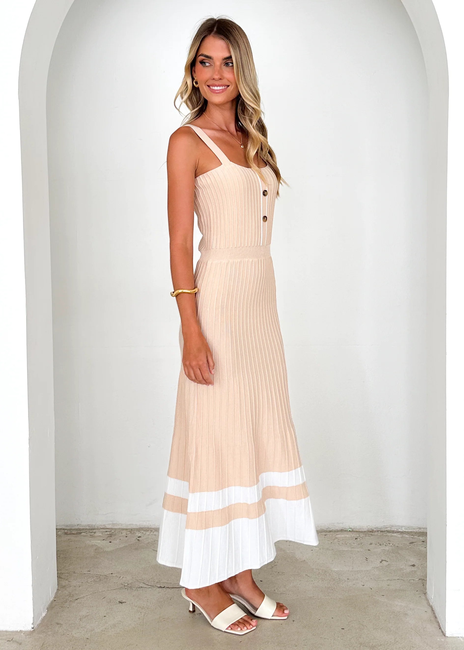 Daphne Knit Midi Dress - Sand