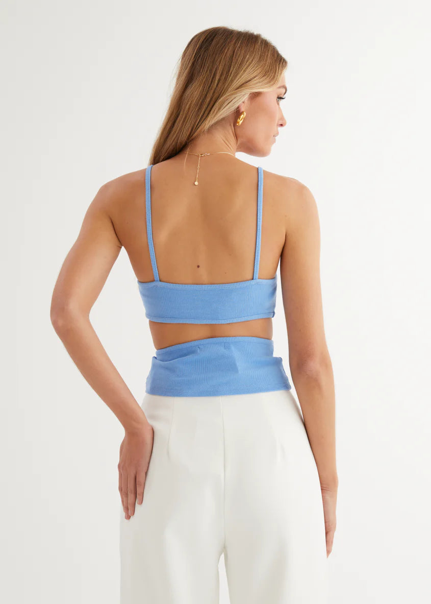 Vivacious Cut Out Knit Top - Cobalt