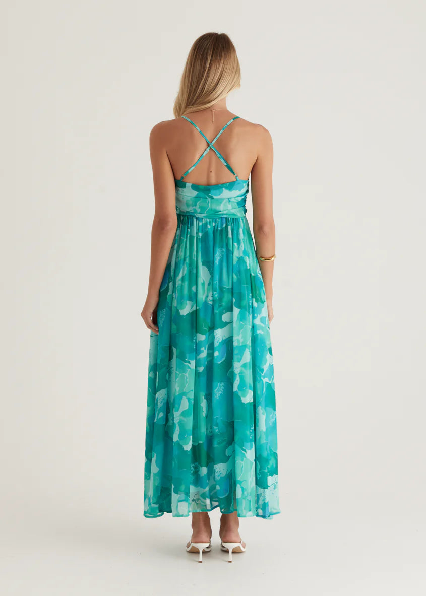 Tahitian Midi Dress - Green Rush