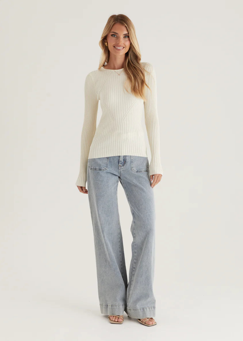 Skylee Knit Top - Cream