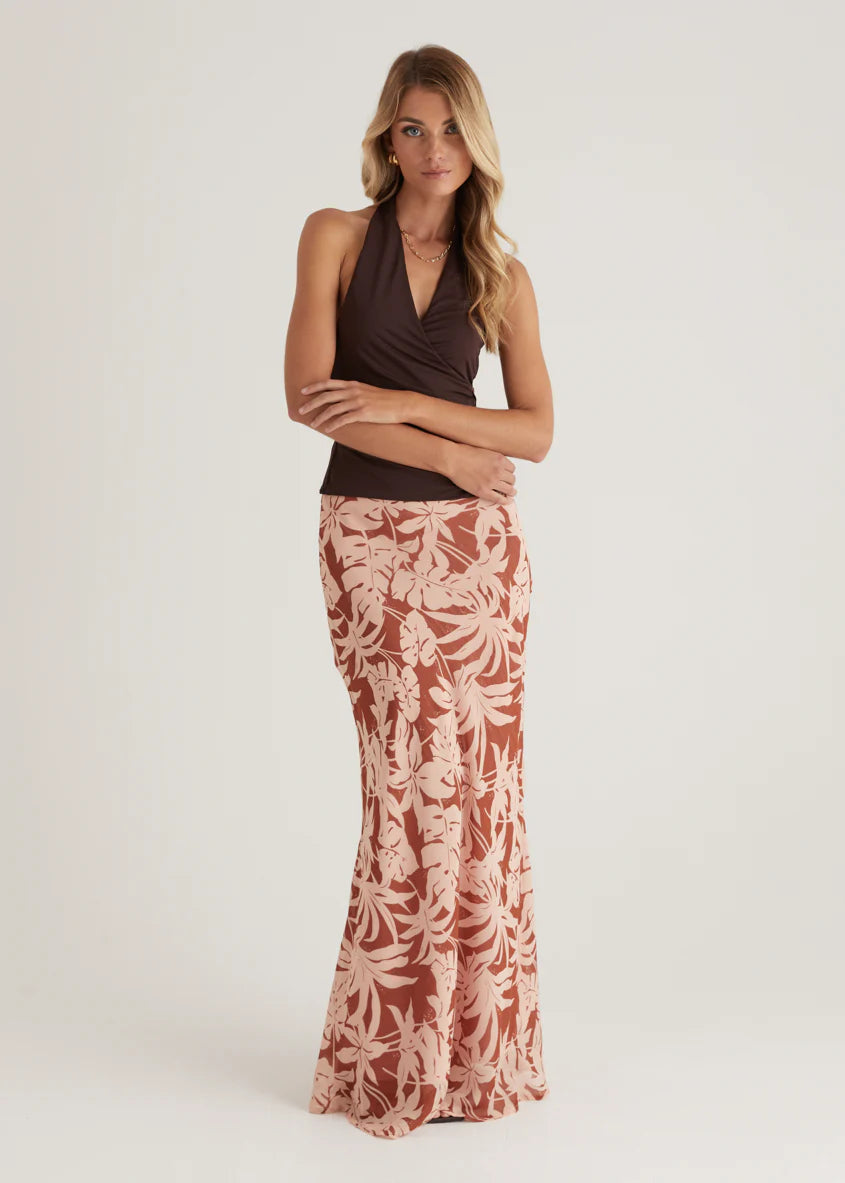 Cartez Maxi Skirt - Bronze Palm