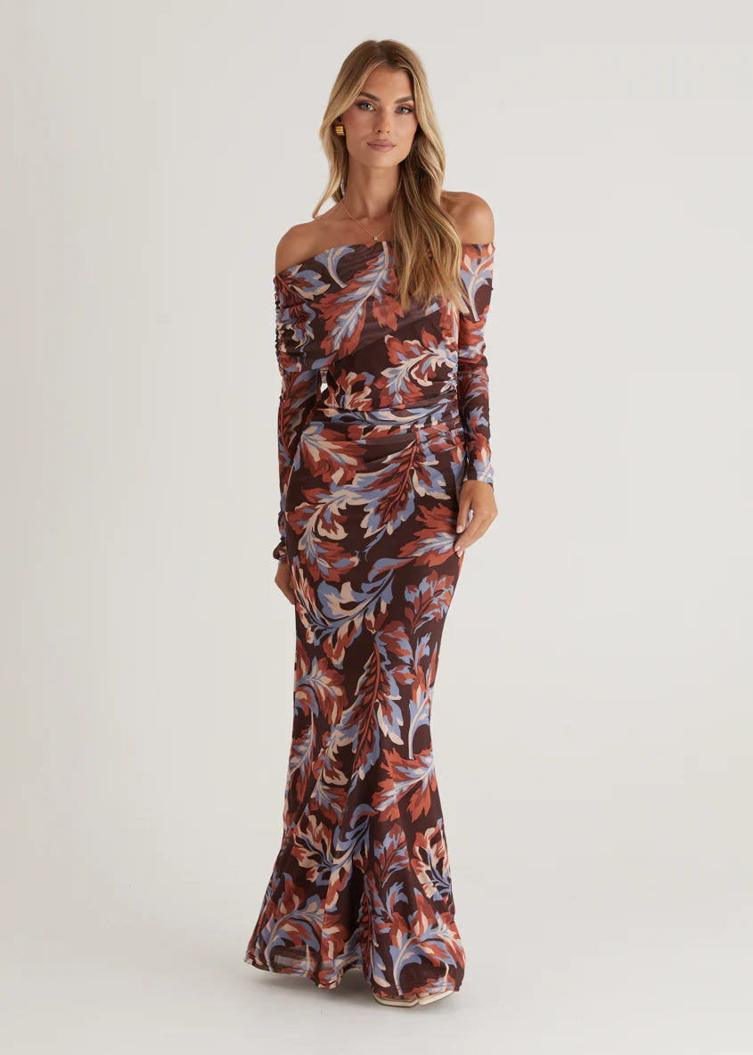Nix Off Shoulder Maxi Dress - Autumn Leaf