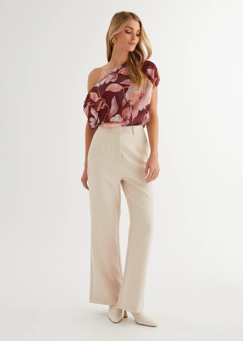Tatum Off Shoulder Top - Burgundy Floral