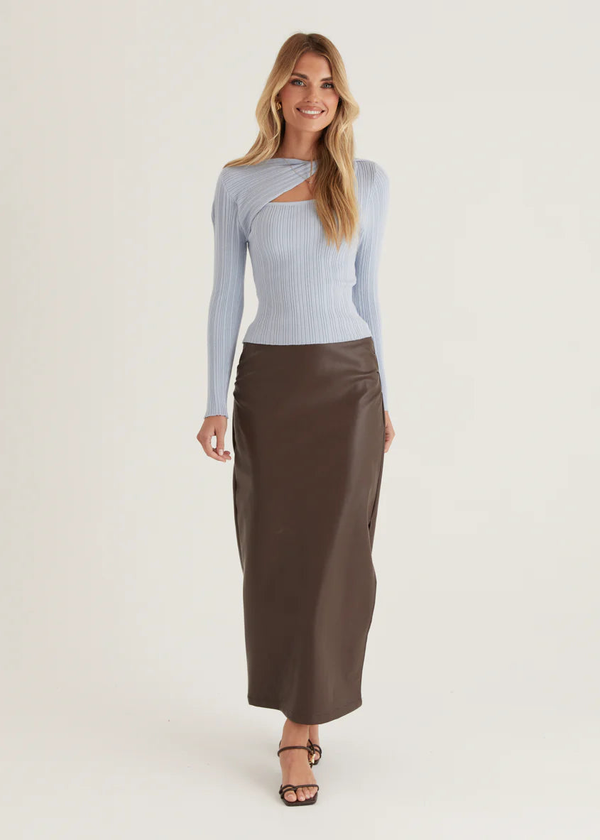 Fenla Twist Knit Top - Powder Blue