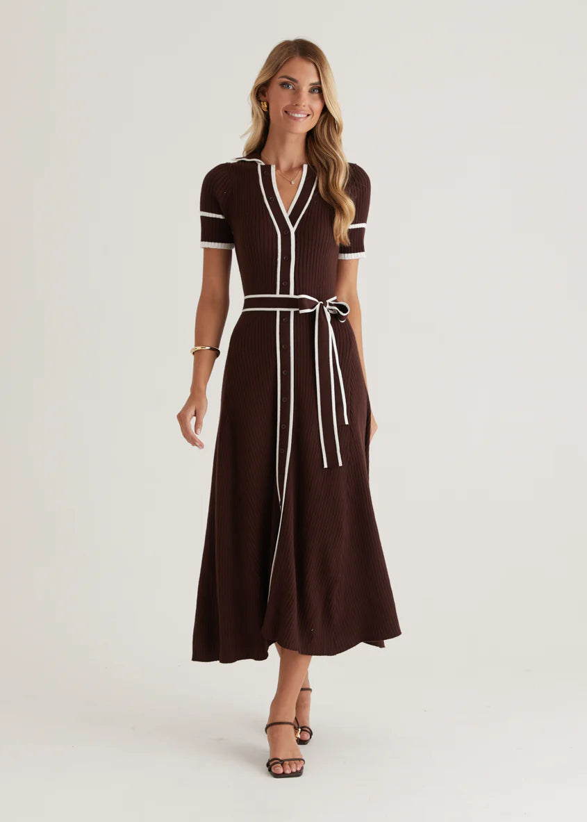 Jules Knit Midi Dress - Espresso